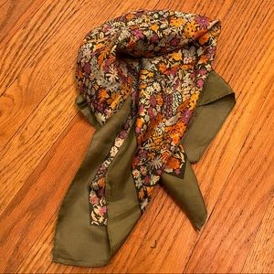 Liberty Green Floral Square Silk Scarf